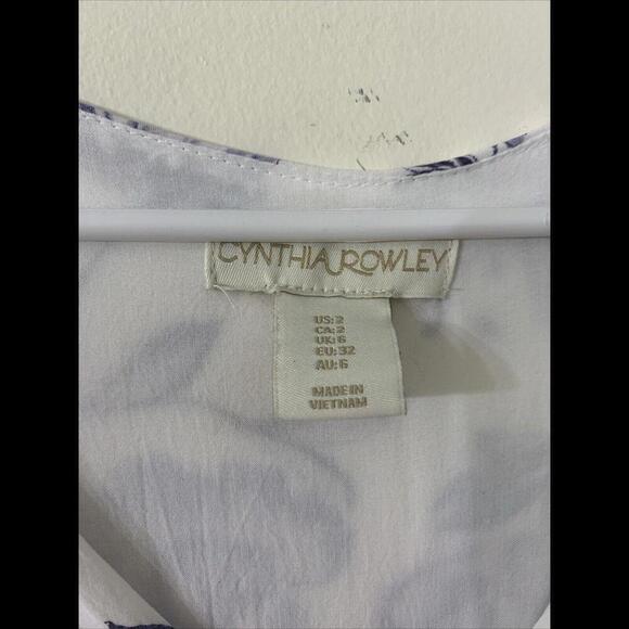 Women's Cynthia Rowley Floral Blue White MIDI Dress Size S Cottagecore Garden​​​ - Picture 2 of 10